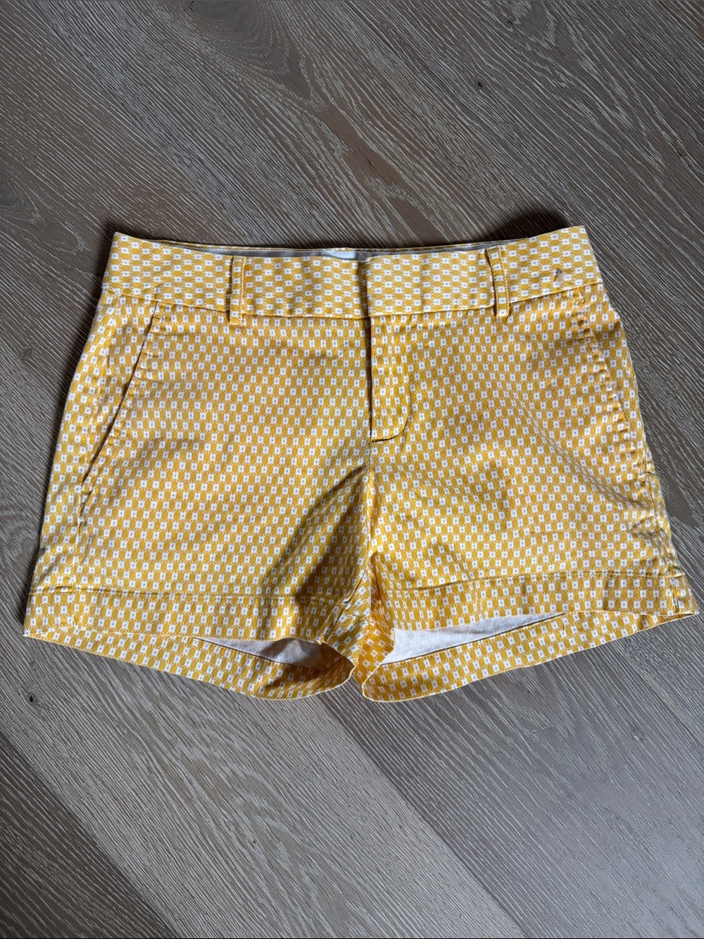 Banana Republic Yellow Geometric Print Bermuda Shorts